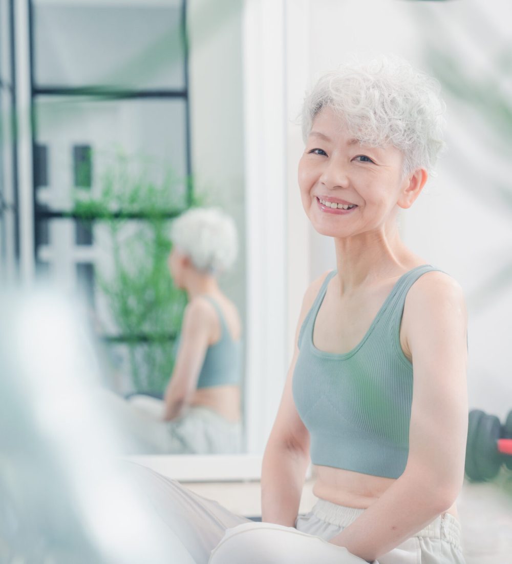 A senior woman doing yoga